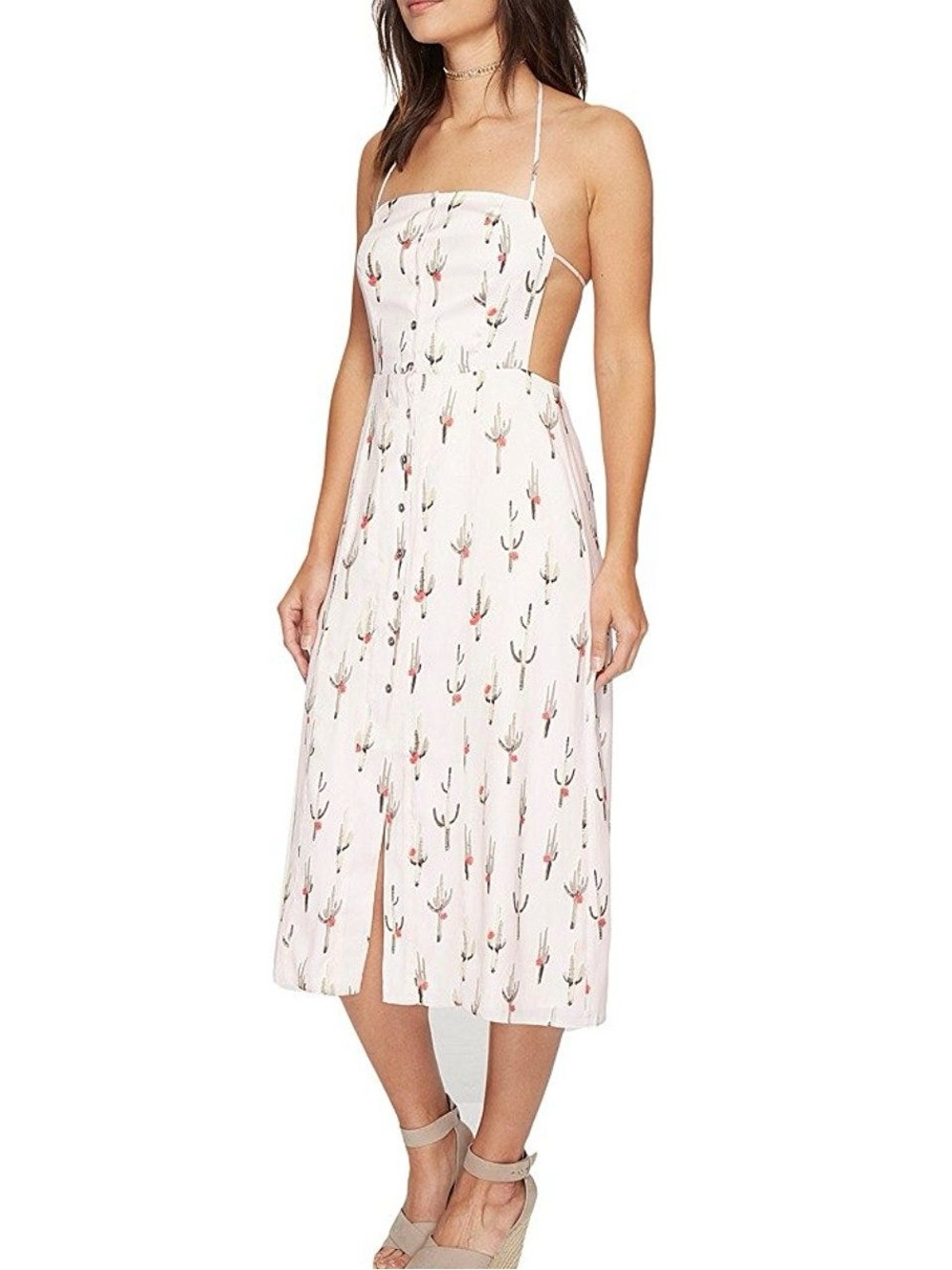 NWT Dolce Vita Cactus-Print Halter Midi Dress in Light Pink Blogger Favorite